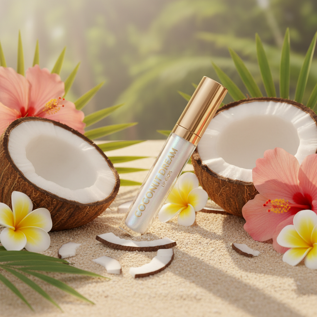Coconut Dream Lip Gloss - tropical pearlescent lip gloss